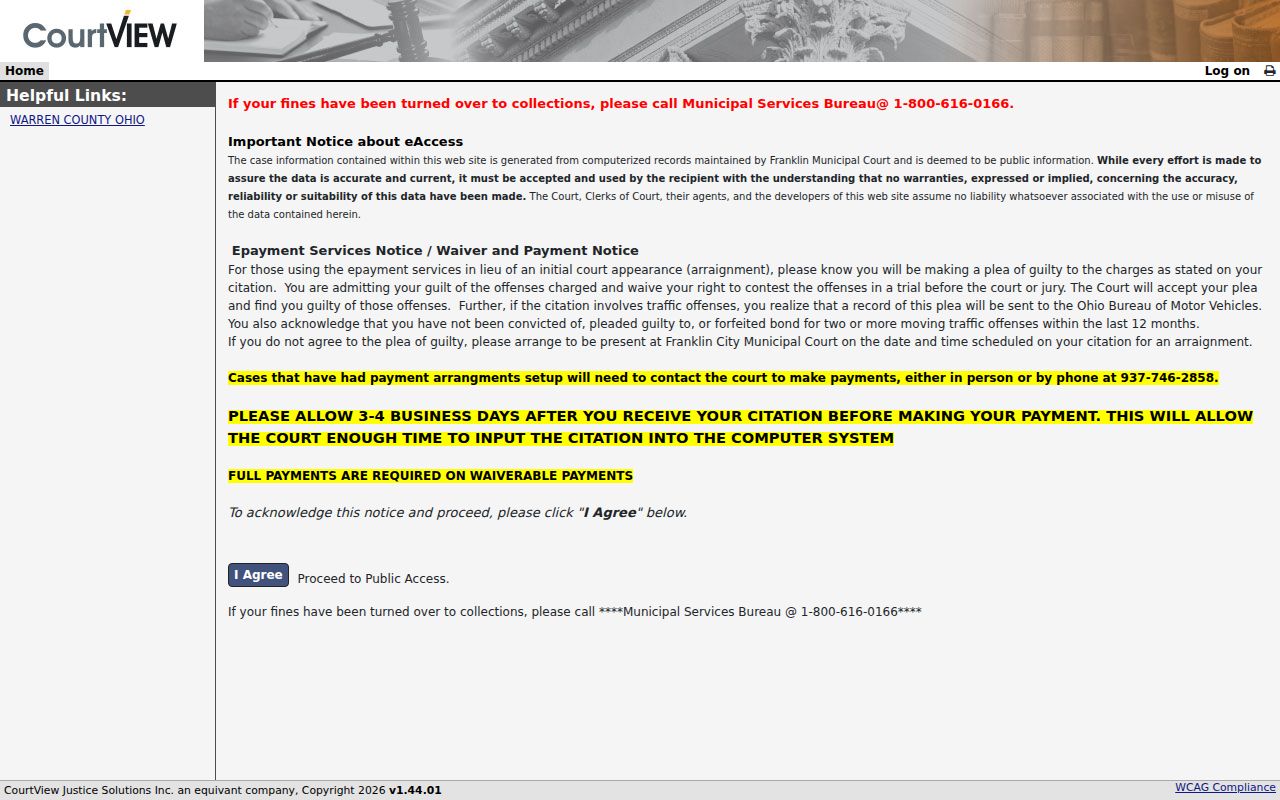 Franklin court docket eAccess court records portal