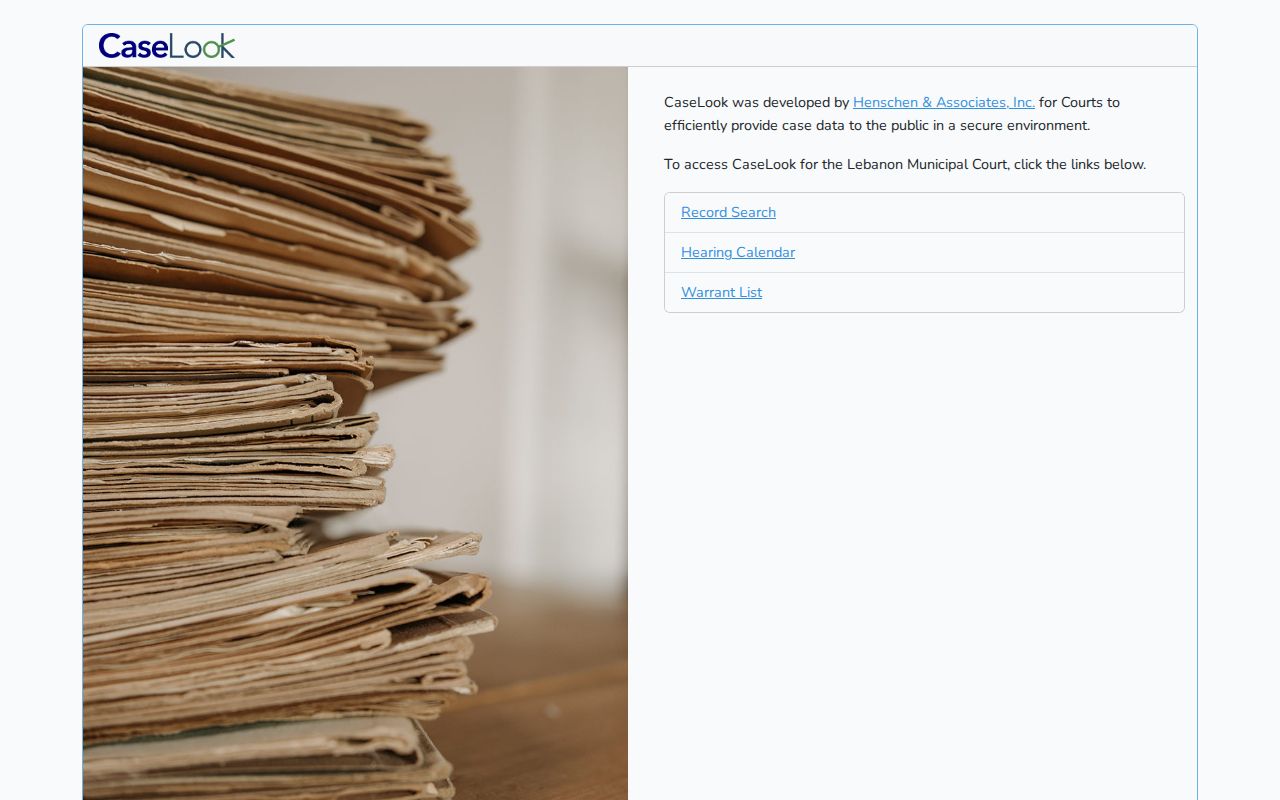 Lebanon court docket CaseLook search gateway