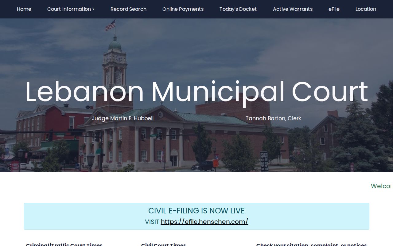 Lebanon court docket information at Lebanon Municipal Court