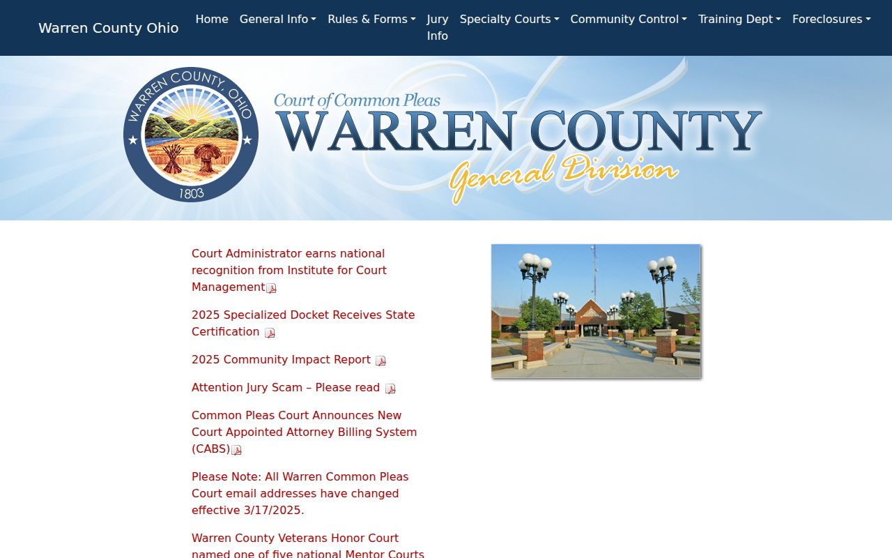 Warren County court docket Common Pleas calendar
