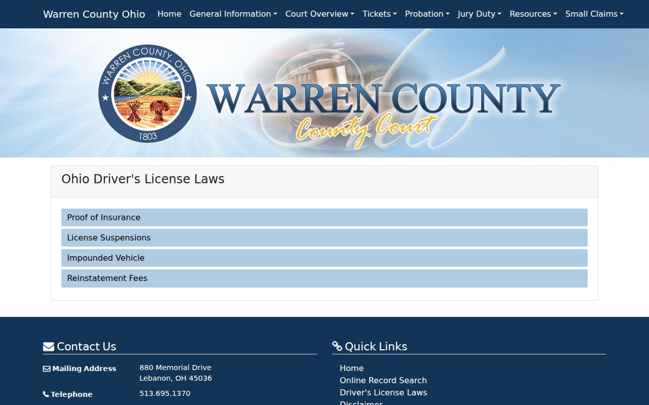 Warren County traffic court records County Court follow-up resources
