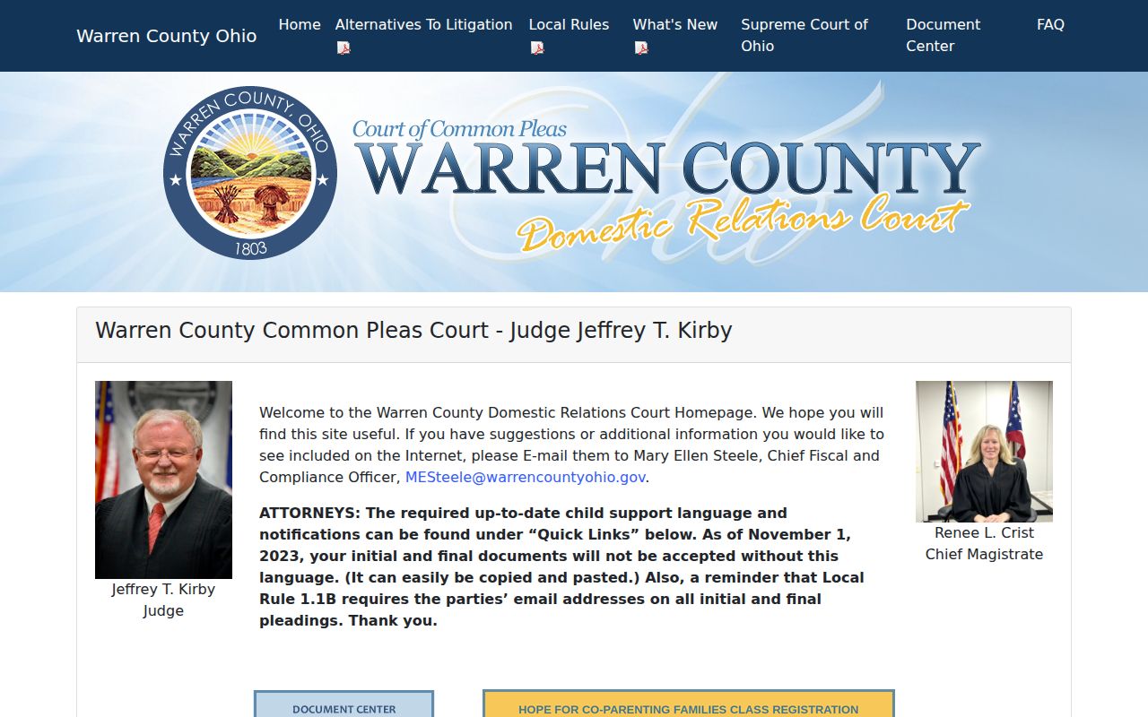 Warren County court calendar Domestic Relations Court source