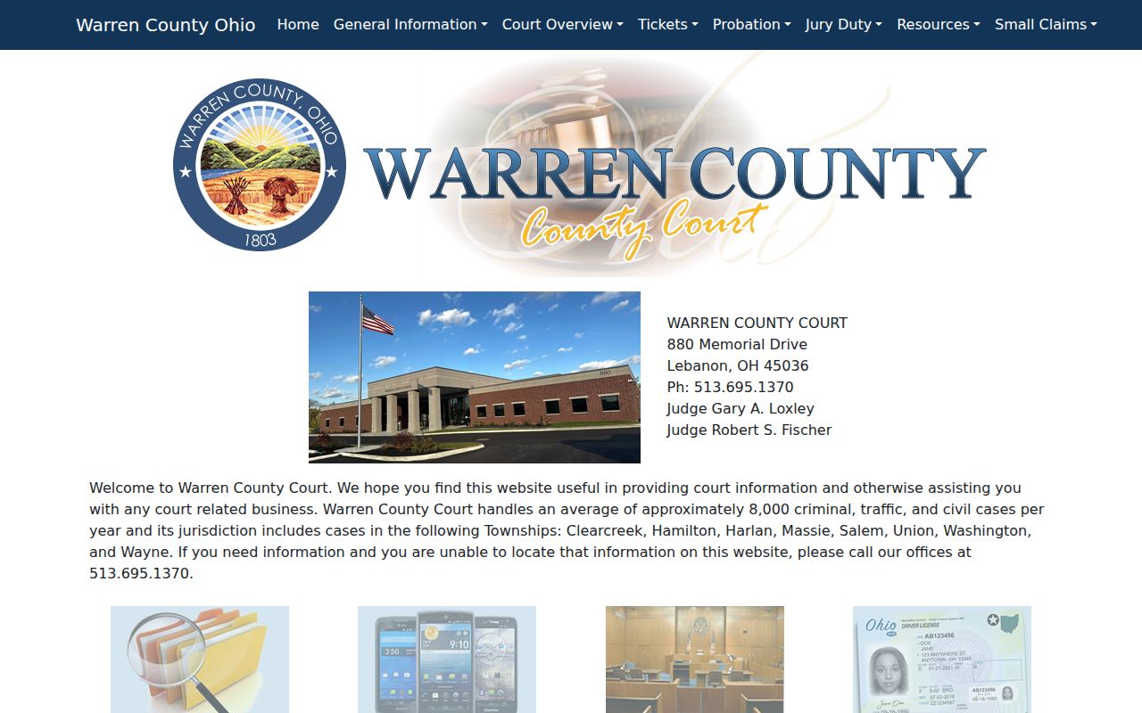 Warren County traffic court records Warren County Court homepage